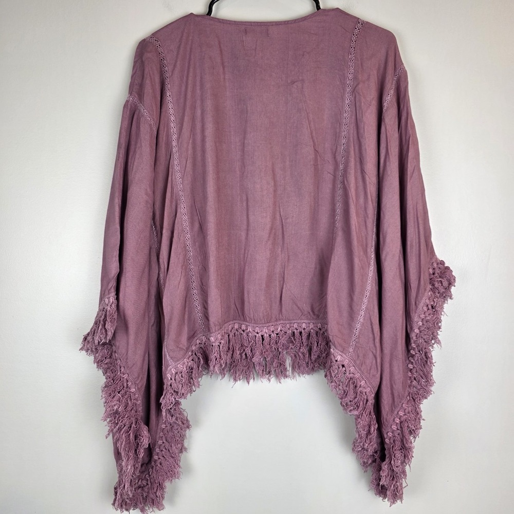 EARTHBOUND Mauve Pink Fringed Boho Blouse - Picture 2 of 14